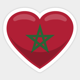 Morocco Flag Heart Sticker